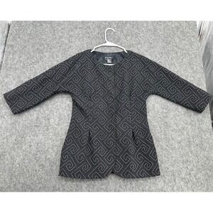 Etcetera Women Jacket Size 4 Black Textured Pattern Button Front Elegant Blazer